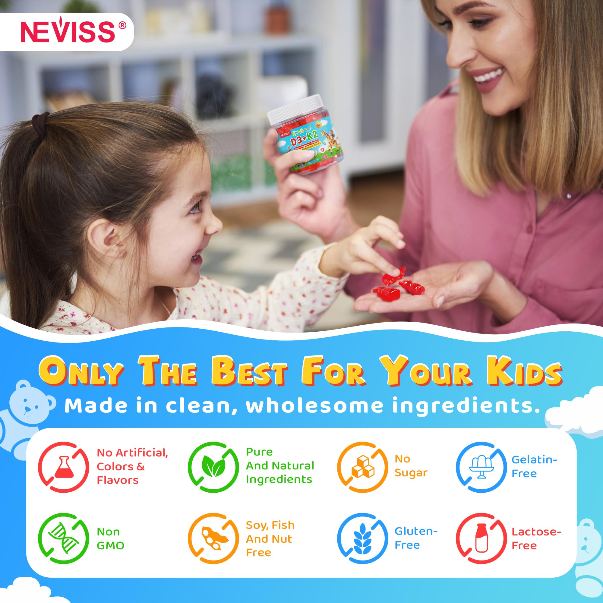Sugar-free NEVISS D3 K2 Gummies offer a kid-friendly nutrition option.