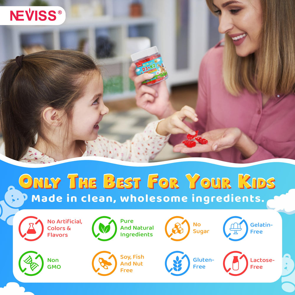 Sugar-free NEVISS D3 K2 Gummies offer a kid-friendly nutrition option.