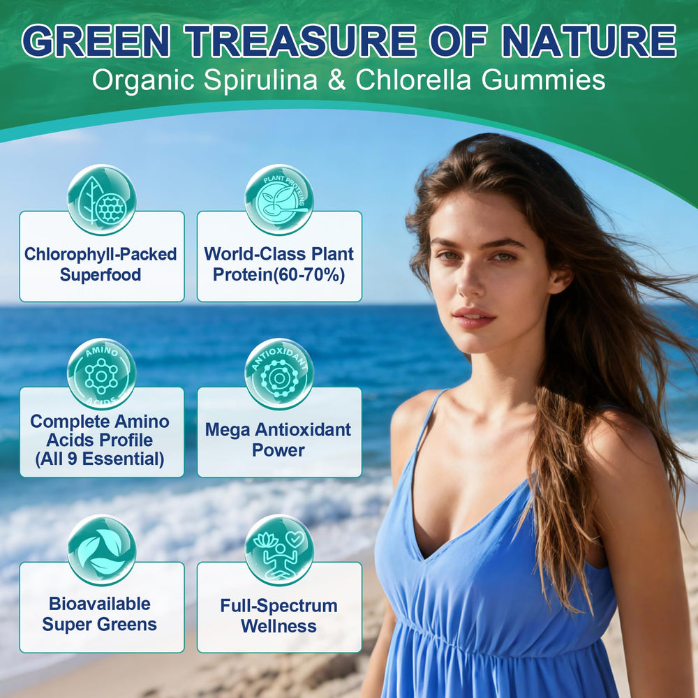 NEVISS energy-immunity image conveys all-day resilience through spirulina, chlorella, and vitamins.
