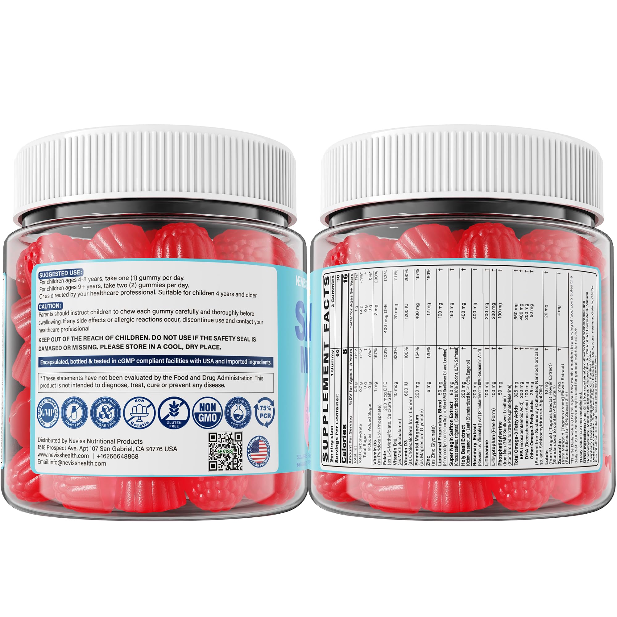 NEVISS gummy plate with kids enjoying snack-friendly mood support.