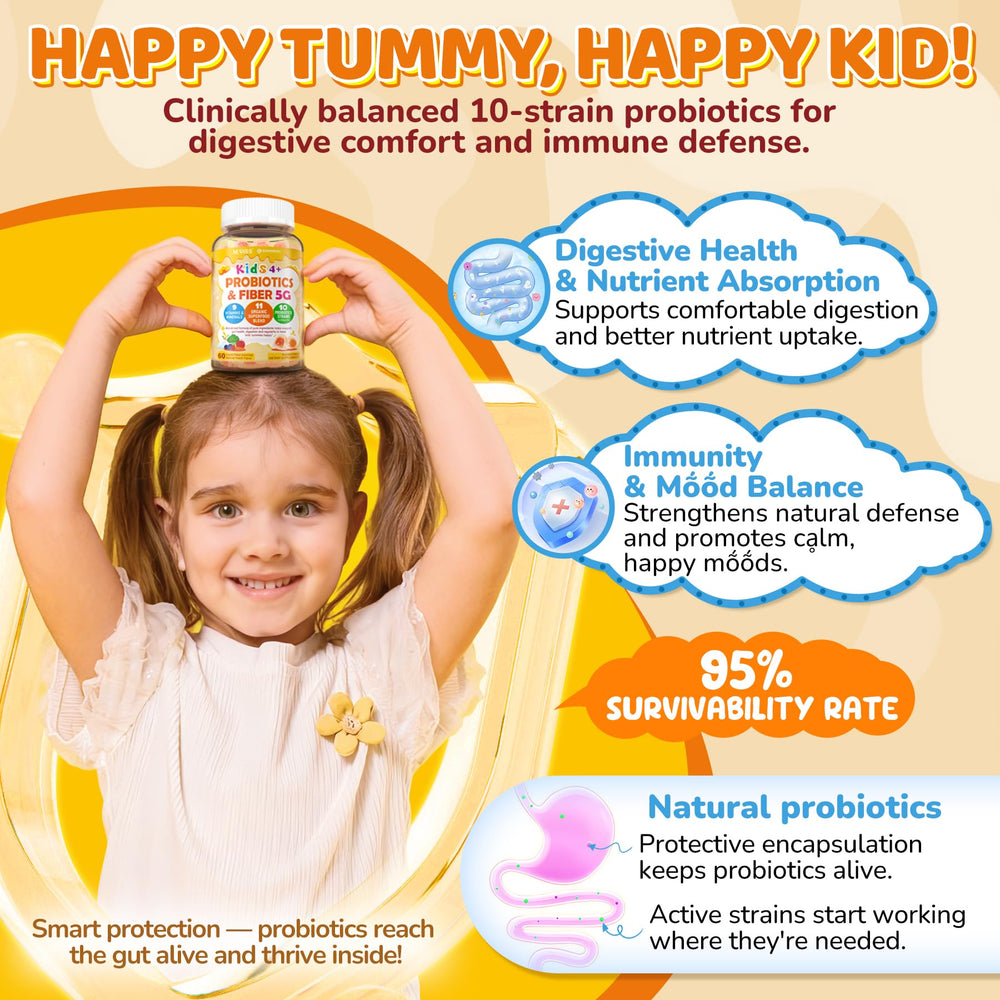 NEVISS Kids Probiotic Gummies being dispensed, tasting kid-friendly and convenient