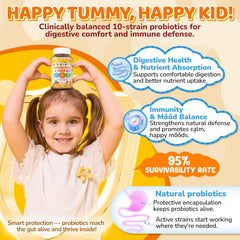 NEVISS Kids Probiotic Gummies being dispensed, tasting kid-friendly and convenient