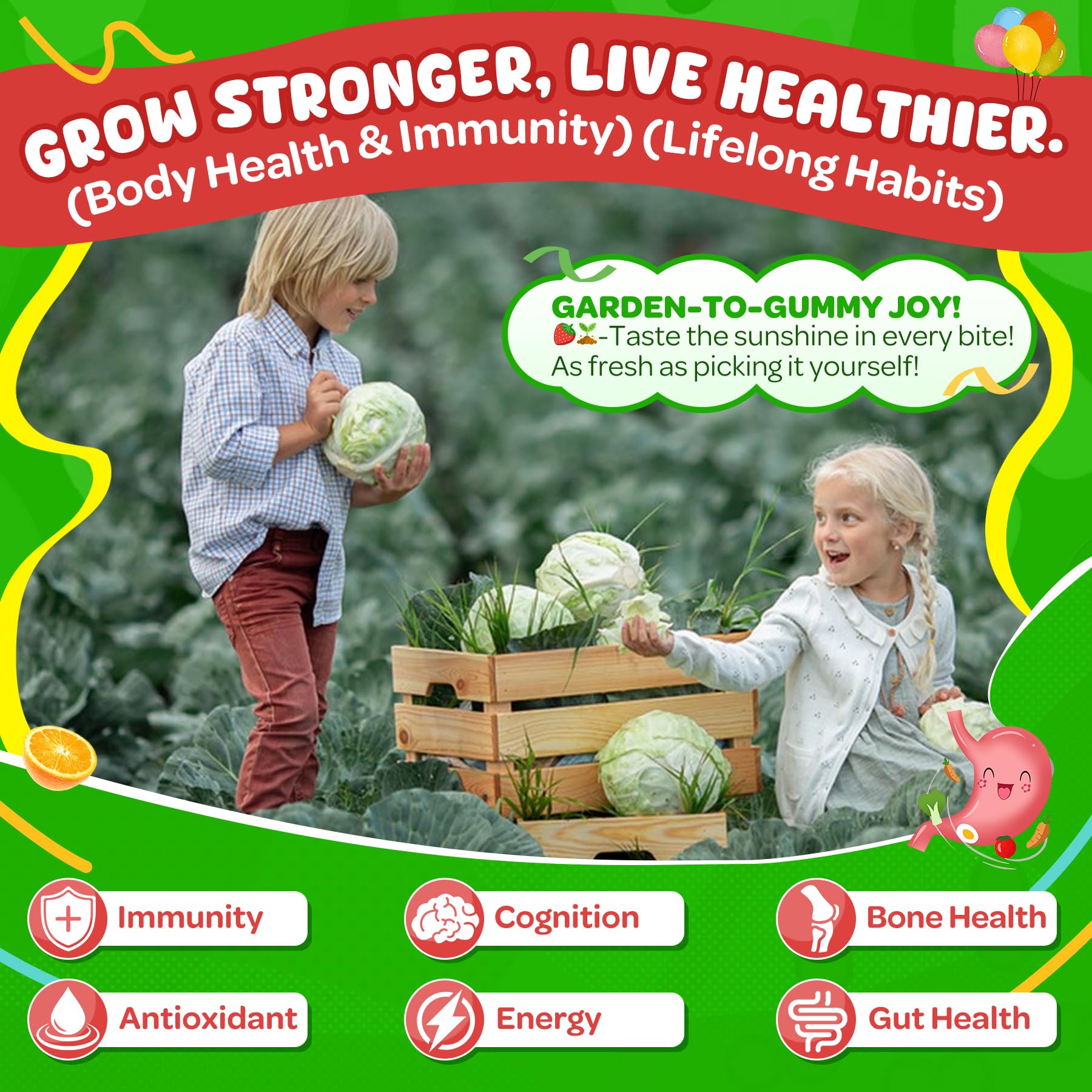 NEVISS Kids Super Greens fruits and greens blend imagery