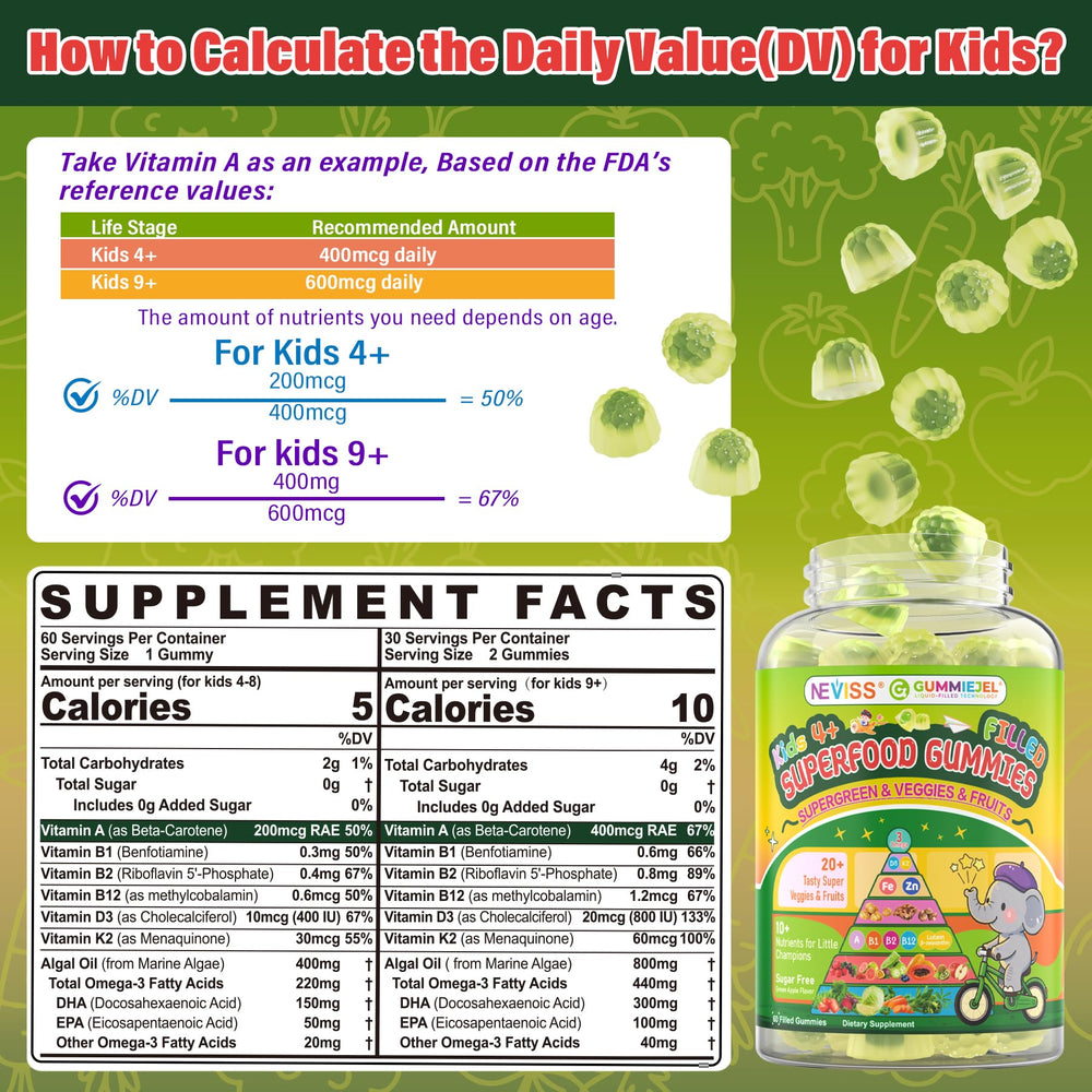 NEVISS Kids Super Greens lutein and zeaxanthin for eyes