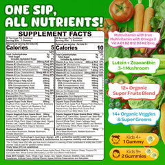 NEVISS Kids Super Greens packaging back listing formula and testing