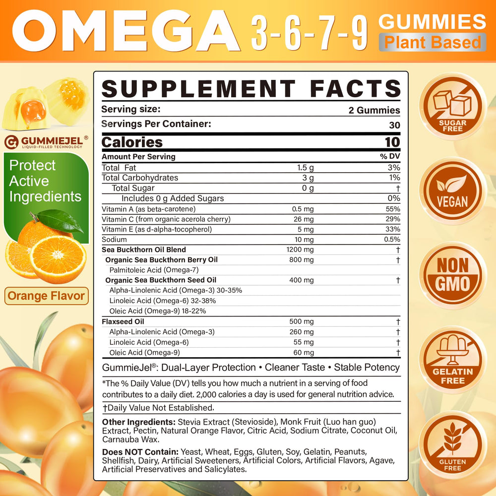 NEVISS gummies bottle-back highlights vegan formula and vitamin enrichment