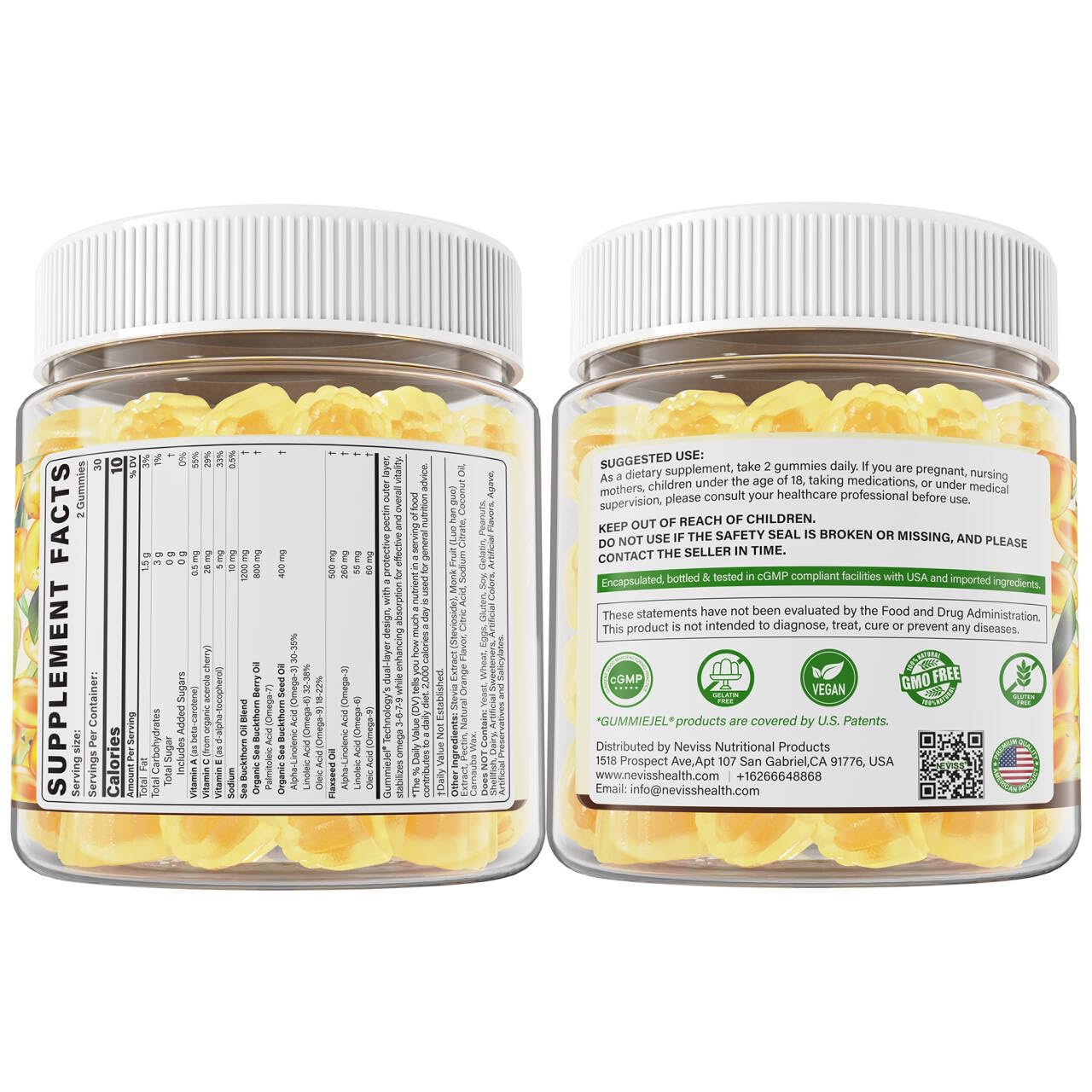 NEVISS gummies lifestyle shot suggests a simple daily wellness routine