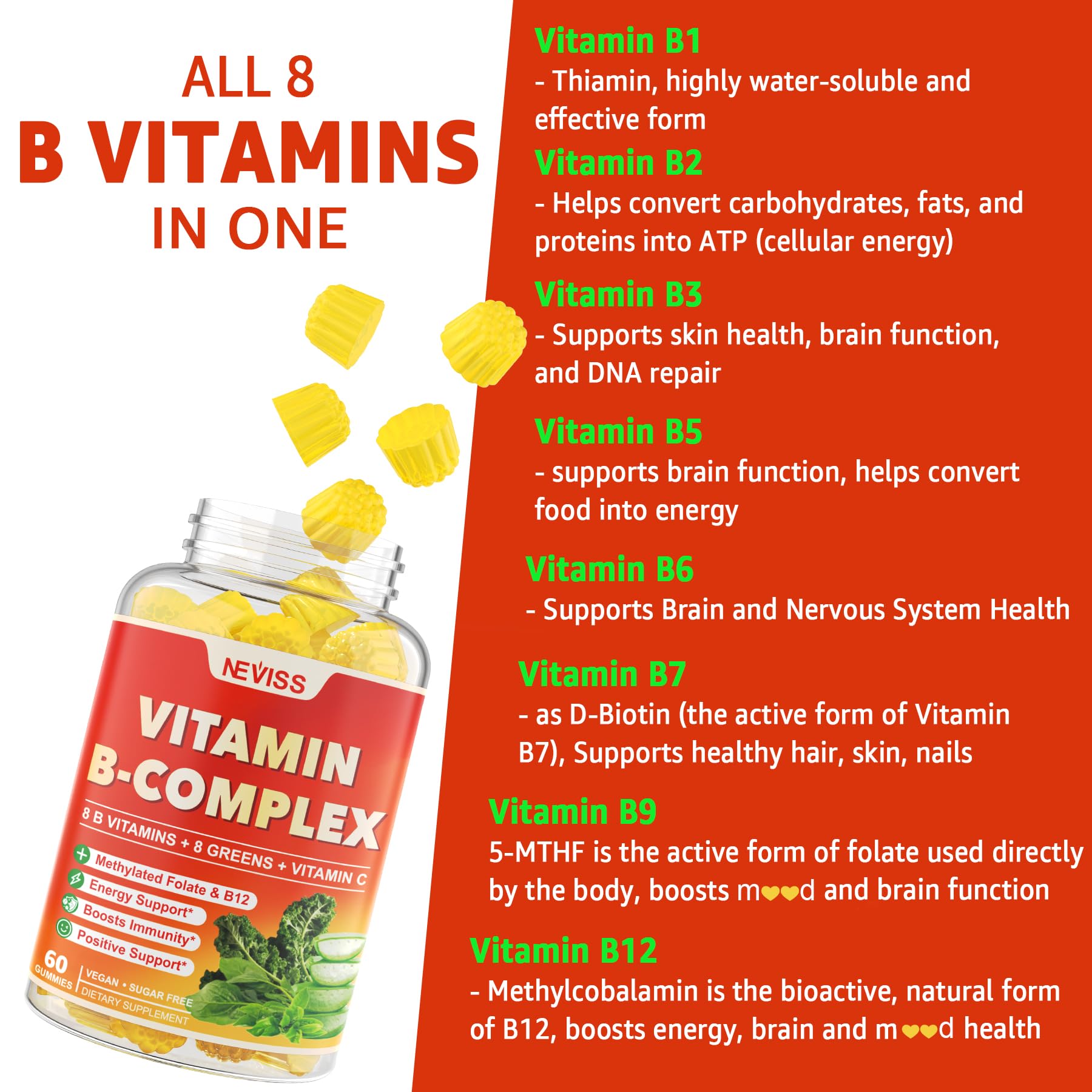 NEVISS Organic Greens Blend bottle suggests immunity and vitality support.
