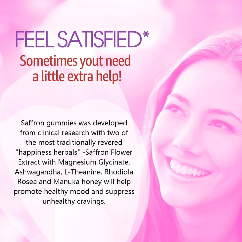 NEVISS saffron gummies label with 100 mg saffron extract per gummy