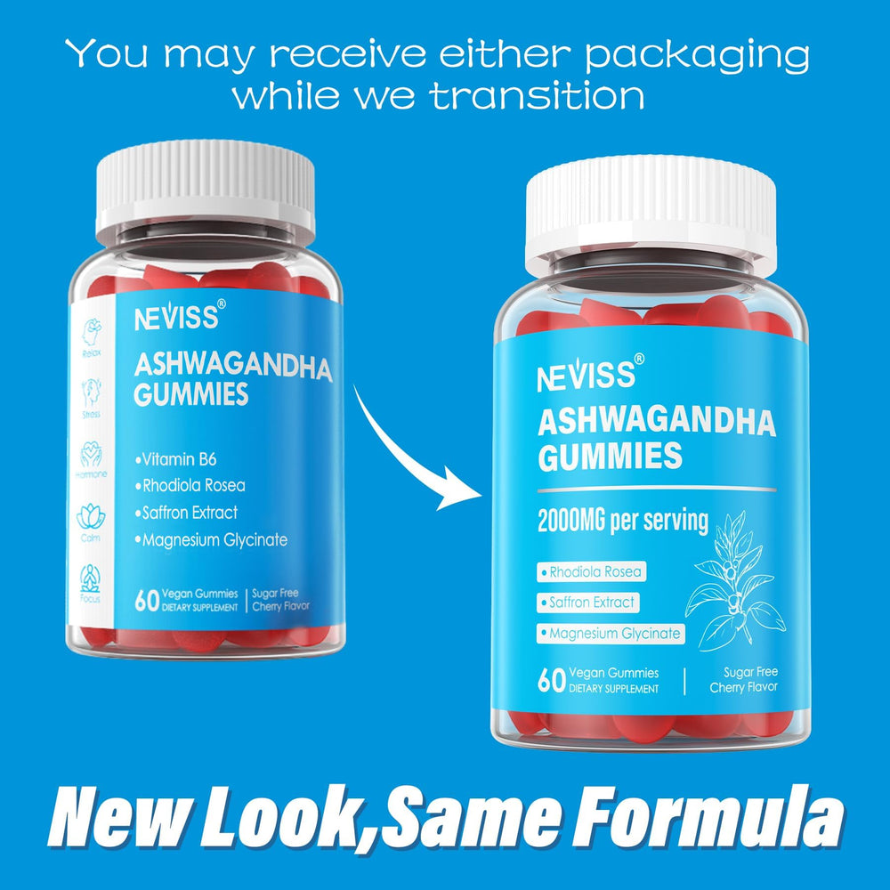 NEVISS gummies packaging highlighting vegan, gluten-free, non-GMO ingredients