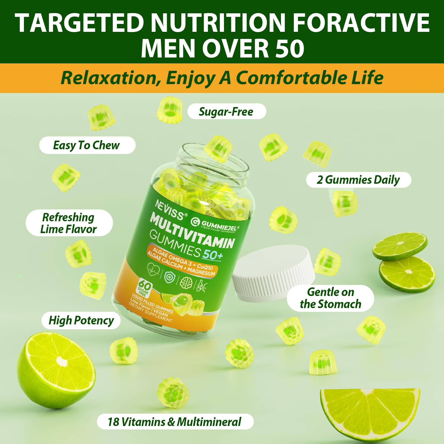 NEVISS sugar-free gummies promote daily routine with energy.