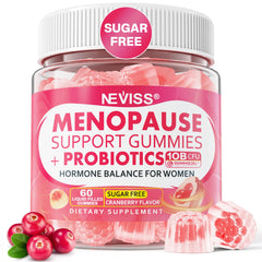 NEVISS Sugar Free Menopause Gummies bottle hero supports daily wellness with convenient, flavorful menopause care.