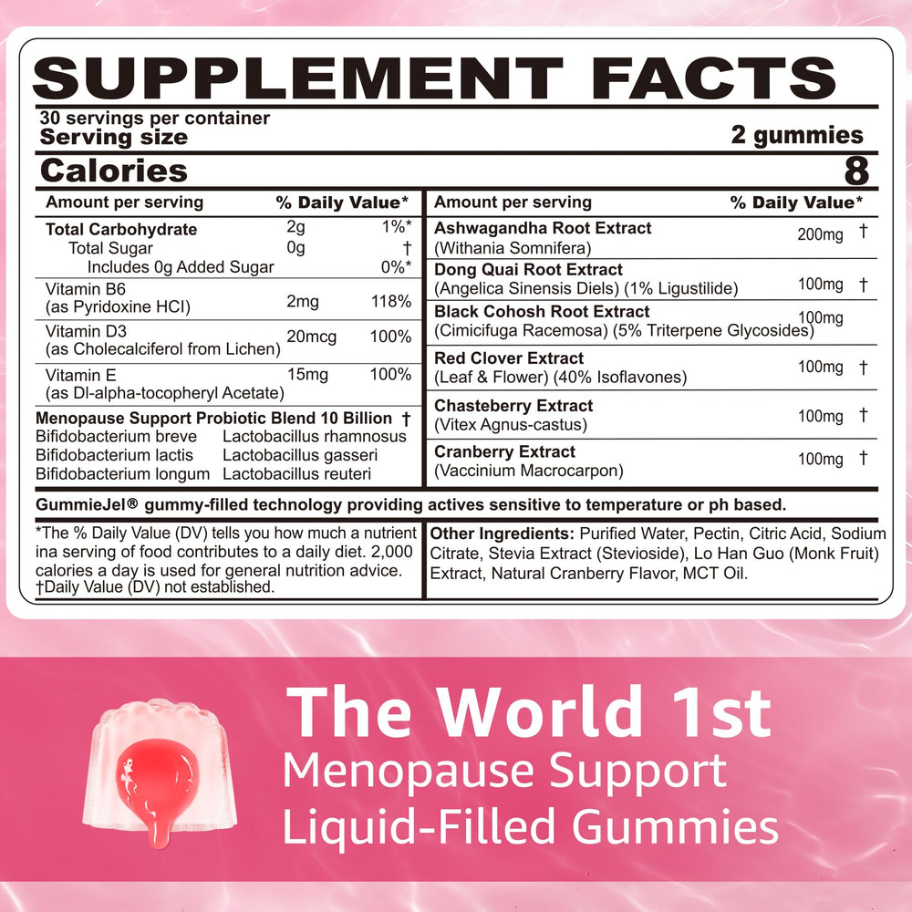 NEVISS Sugar Free Menopause Gummies pour shot shows easy daily use for on-the-go relief.