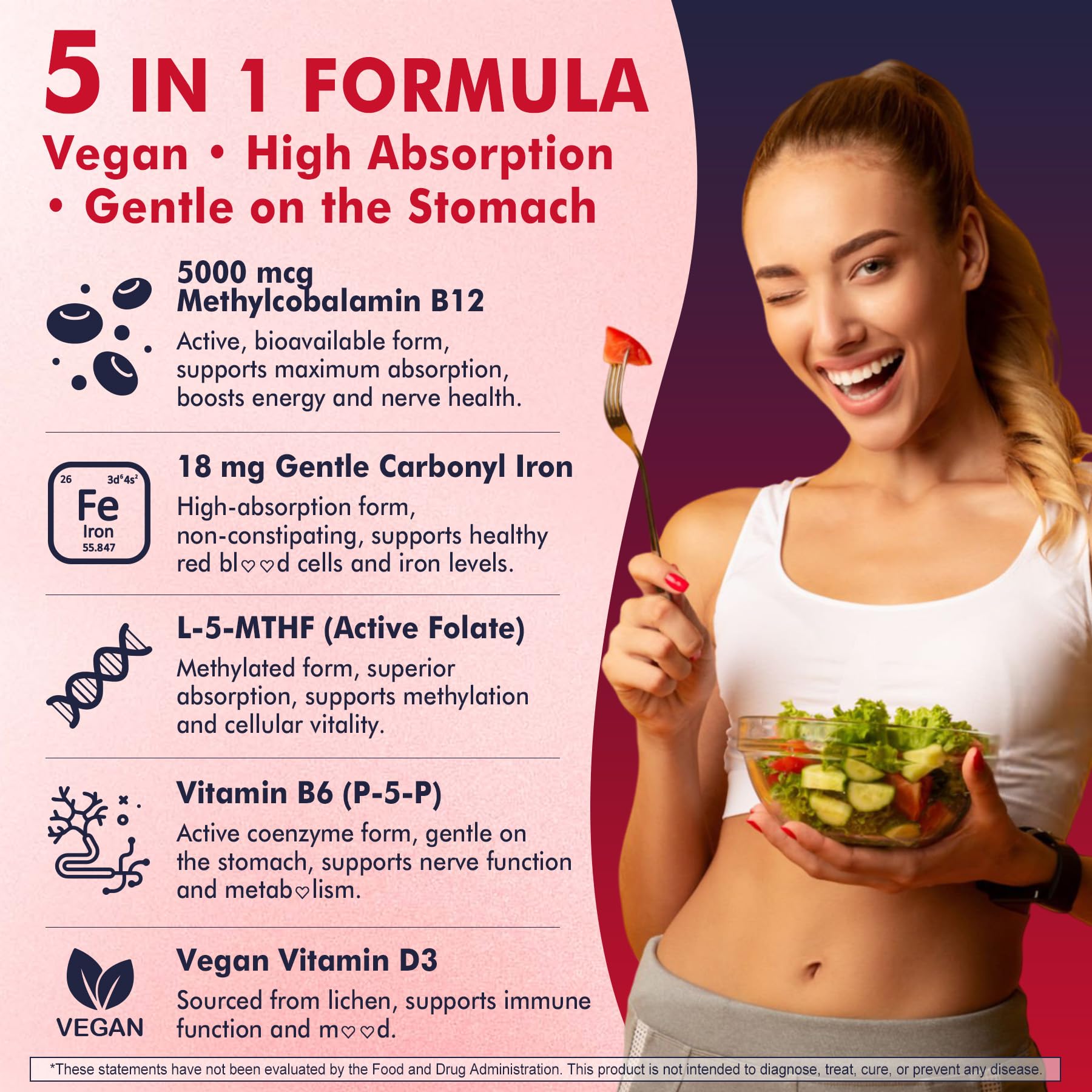 NEVISS vegan D3 and 5-MTHF panel highlight key nutrients