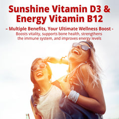 NEVISS D3 + B12 bottle back panel with directions and ingredients.