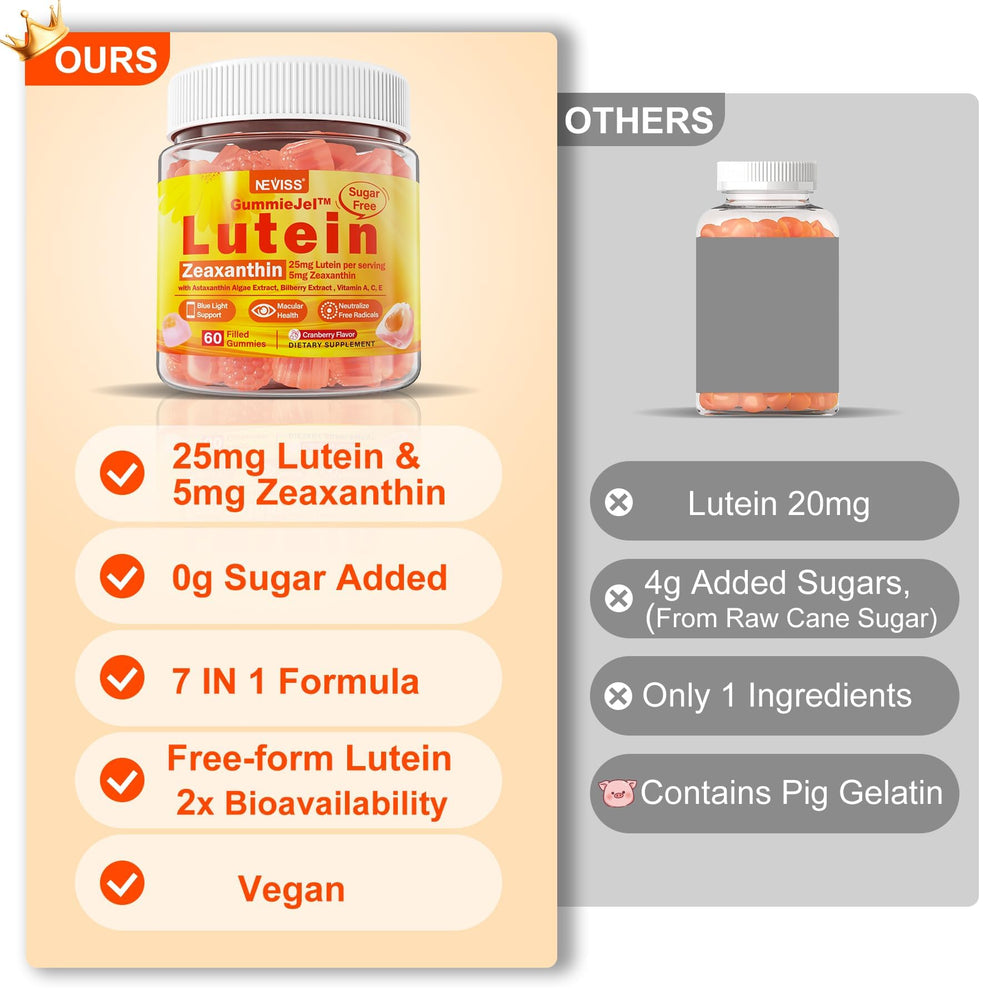 USA-made vegan non-GMO seals on NEVISS eye vitamins packaging.