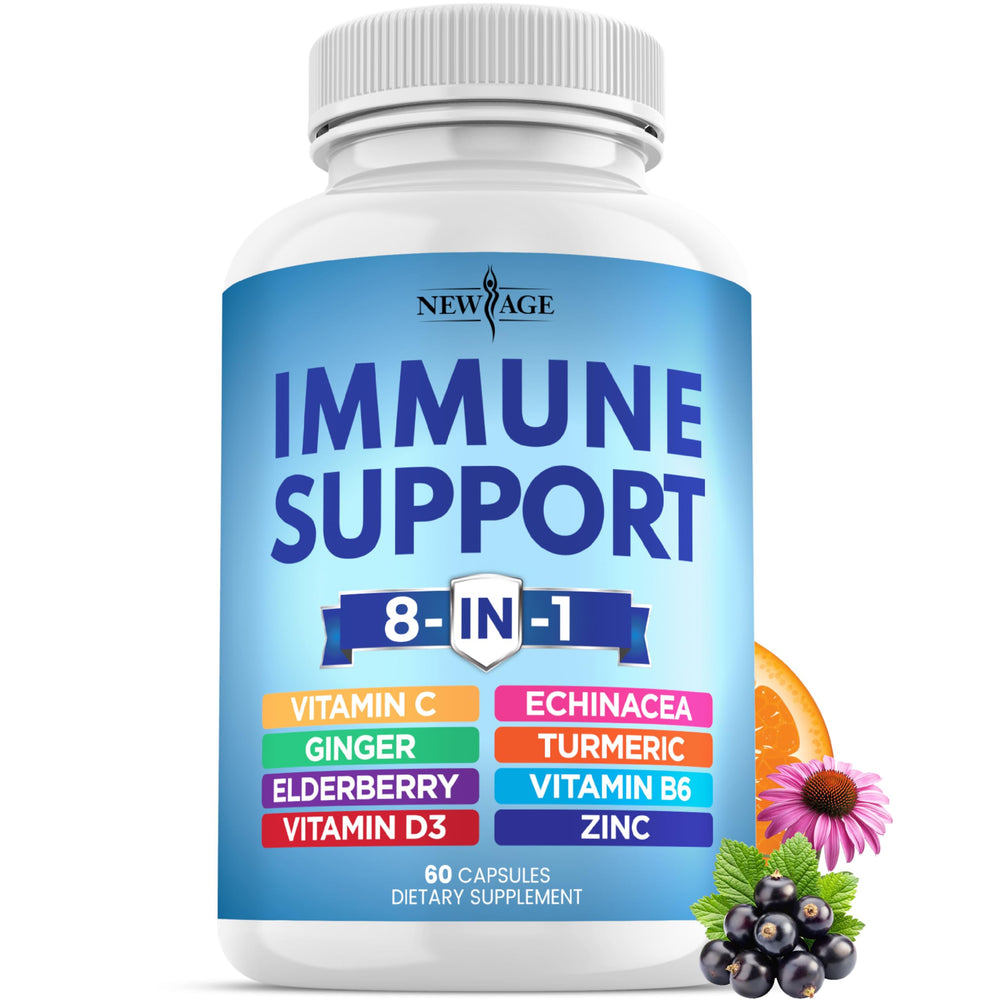 New Age 8in1 immune bottle front view for easy daily immune support