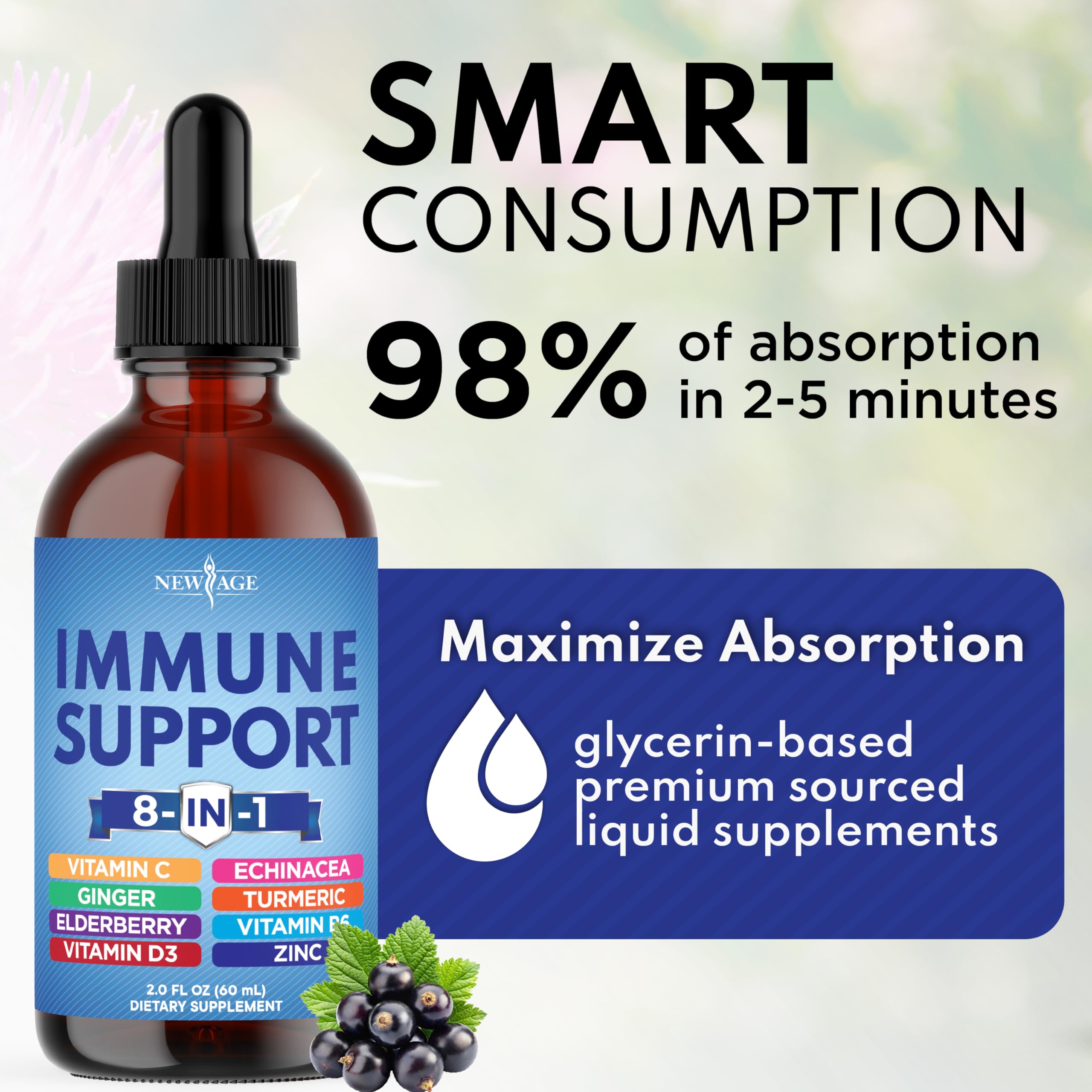 NEW AGE alcohol-free label signals clean ingredients.
