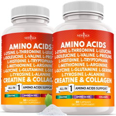 NEW AGE amino acids supplement bottle supports daily protein routine