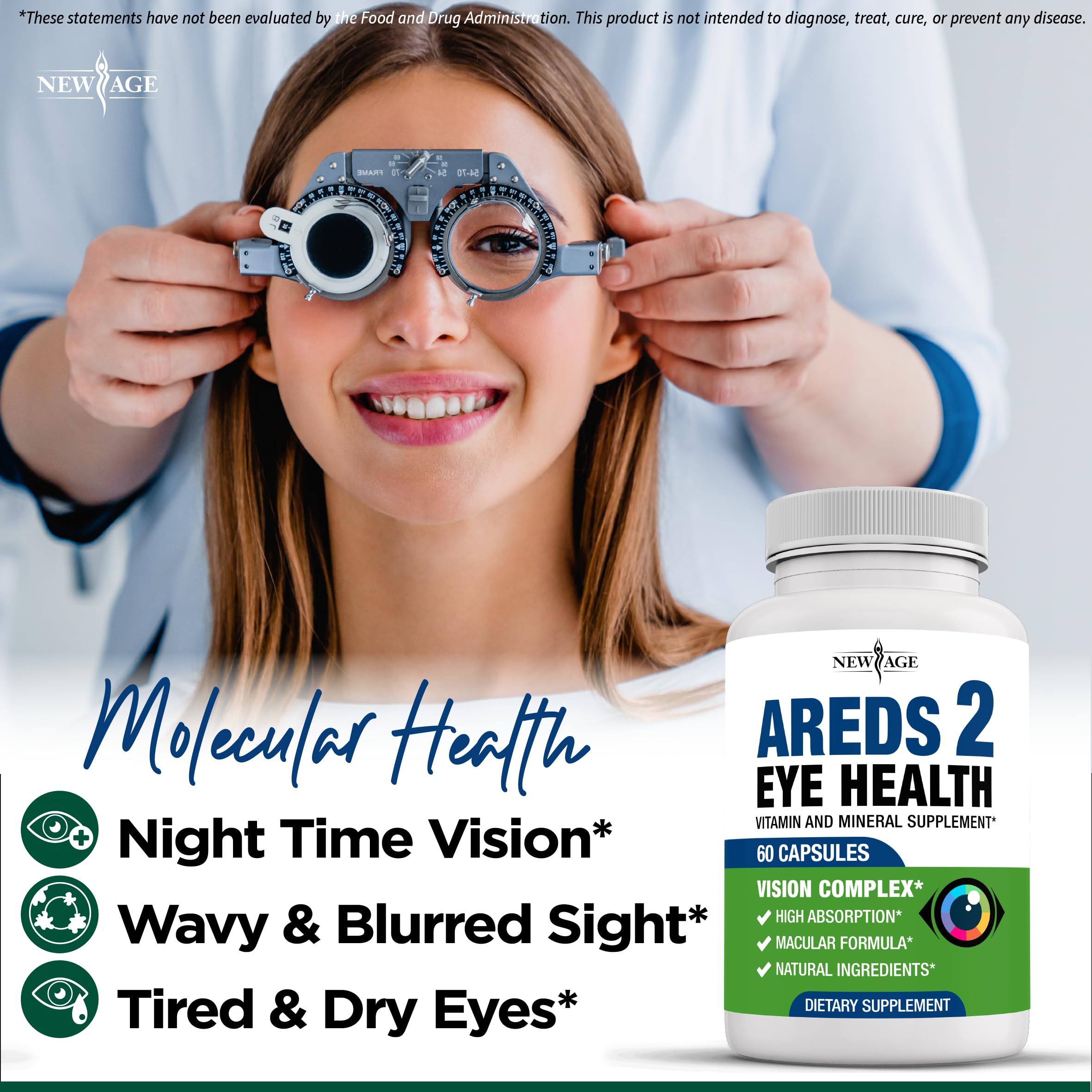 NEW AGE AREDS 2 eyebright 1000mg close-up illustrating botanical ingredients for eye comfort