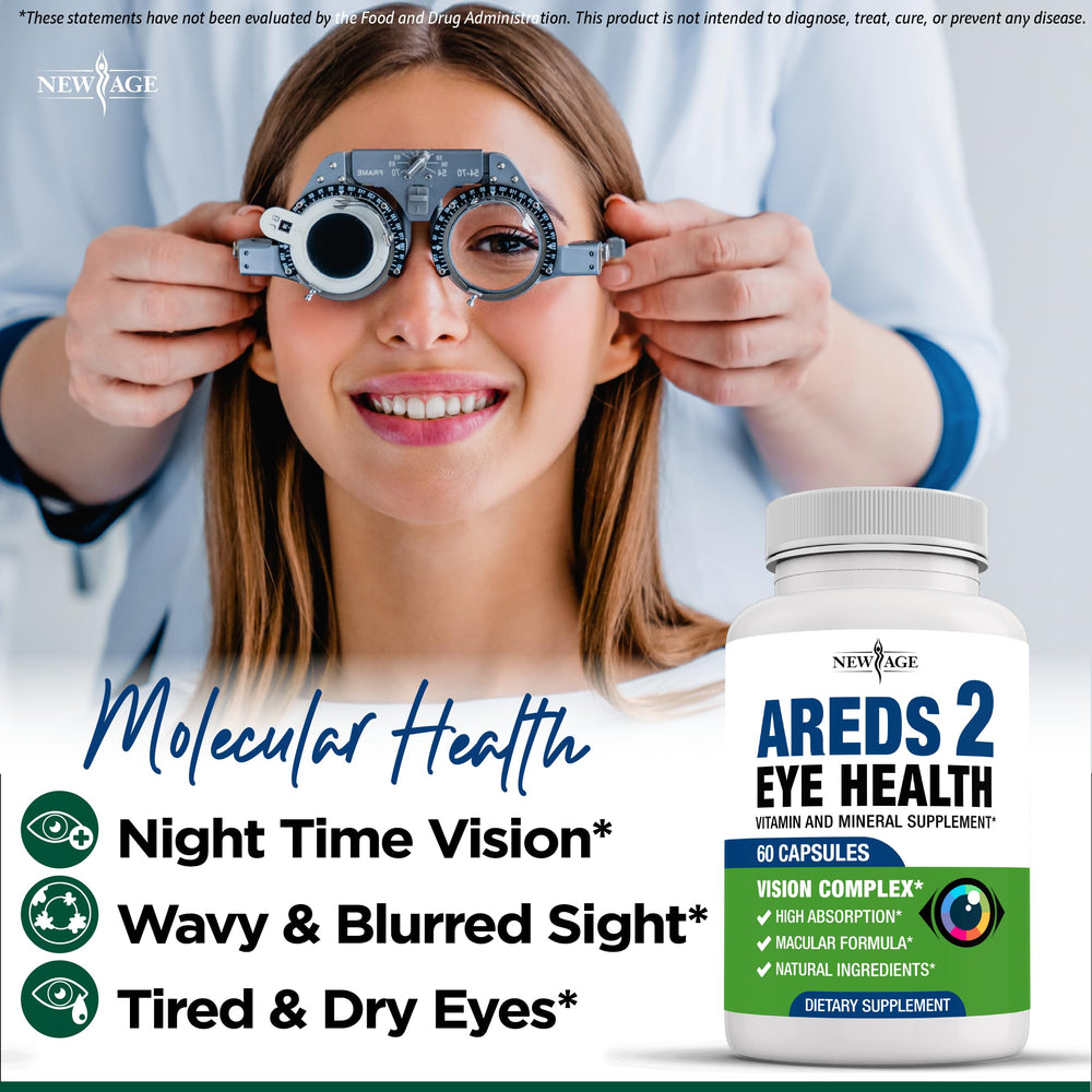 NEW AGE AREDS 2 eyebright 1000mg close-up illustrating botanical ingredients for eye comfort