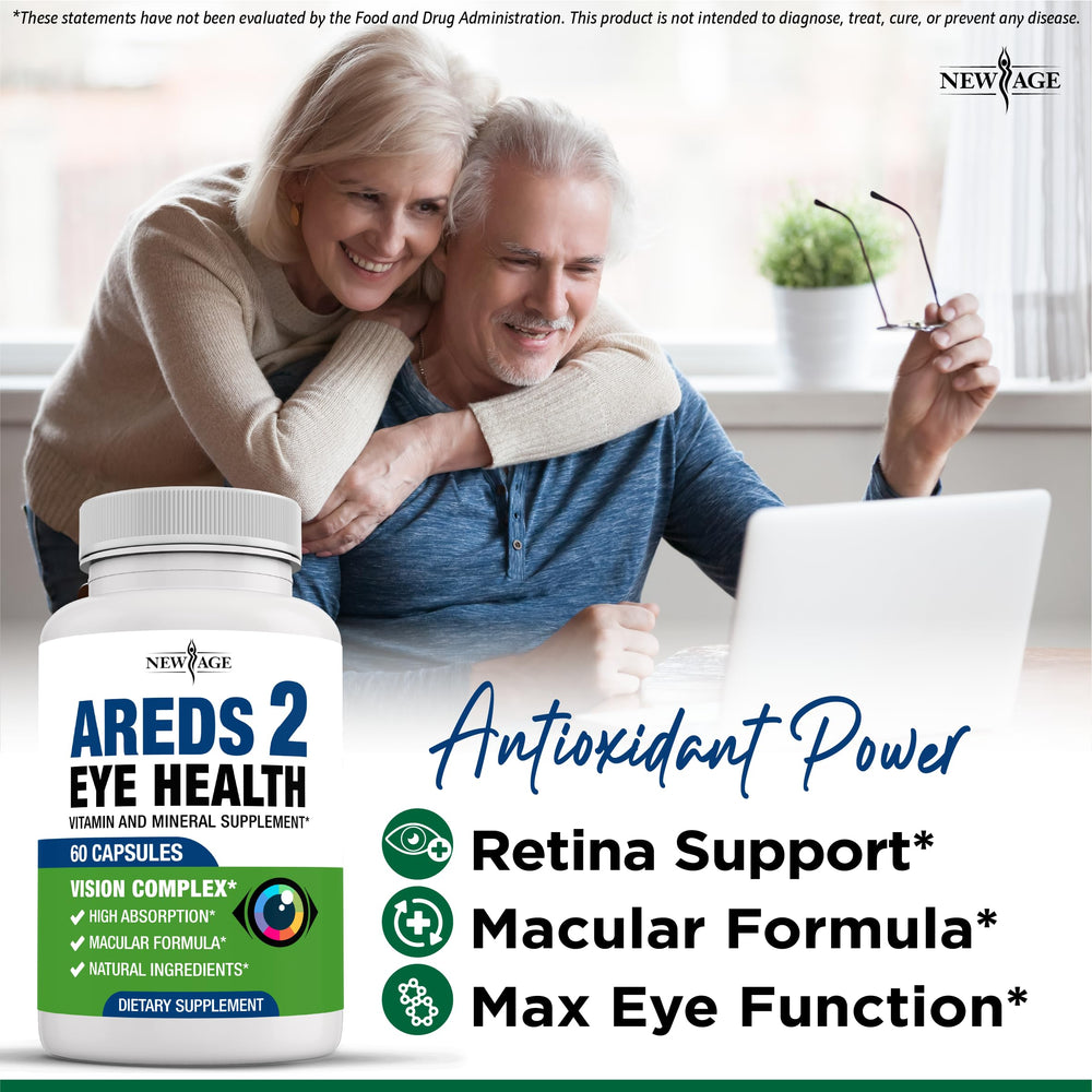 NEW AGE AREDS 2 grape seed 6000mg capsule image suggests antioxidant support for eyes