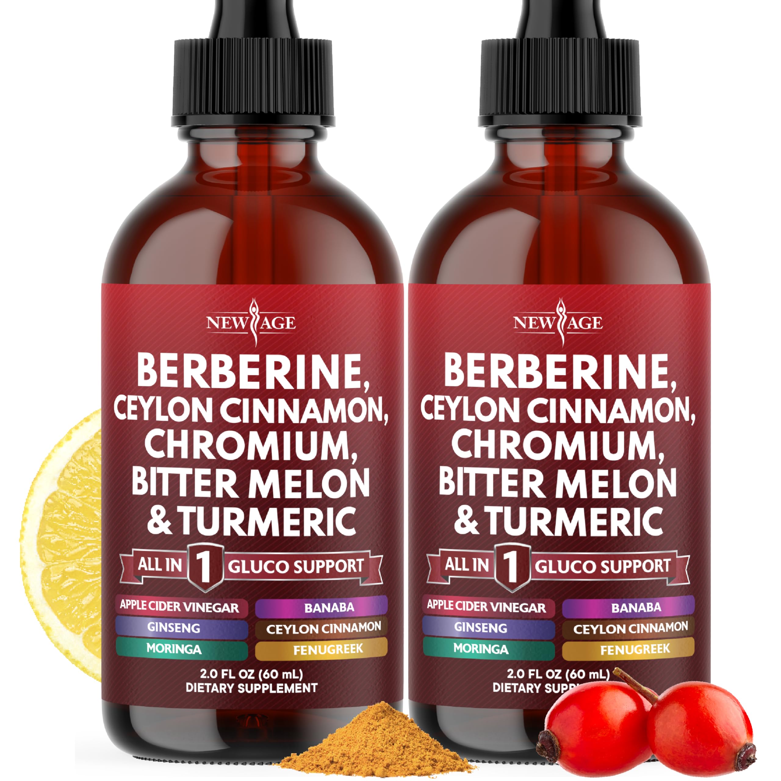 NEW AGE Berberine Cinnamon drops bottle ready for daily use in water