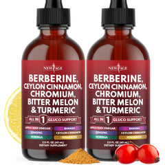 NEW AGE Berberine Cinnamon drops bottle ready for daily use in water