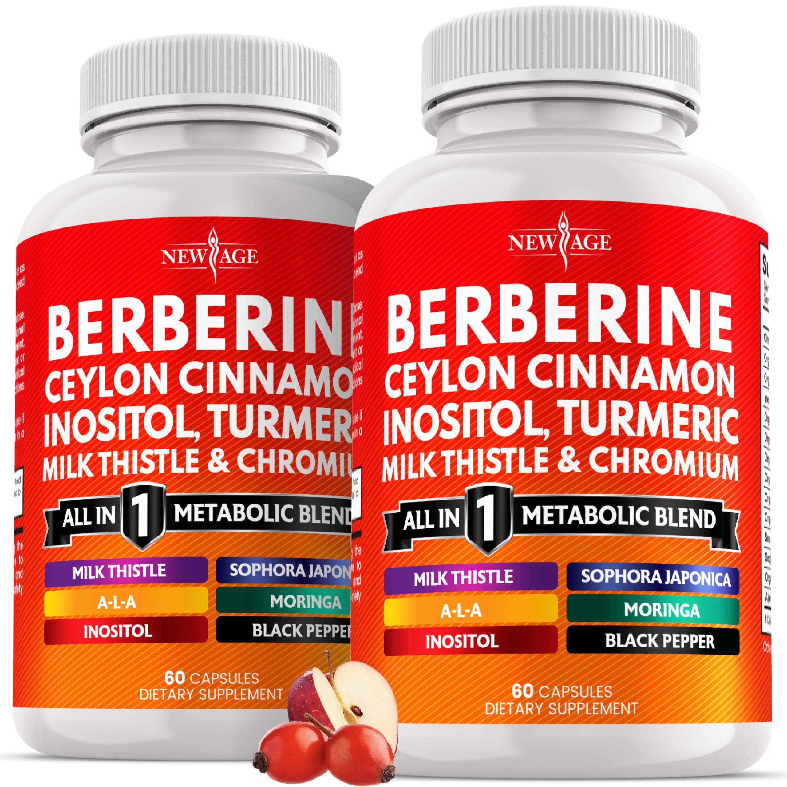 New Age Berberine Cinnamon supplement bottle ready for daily wellness routine.