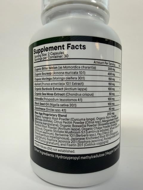 NEW AGE Black Seed Oil capsule highlighting essential fatty acids.