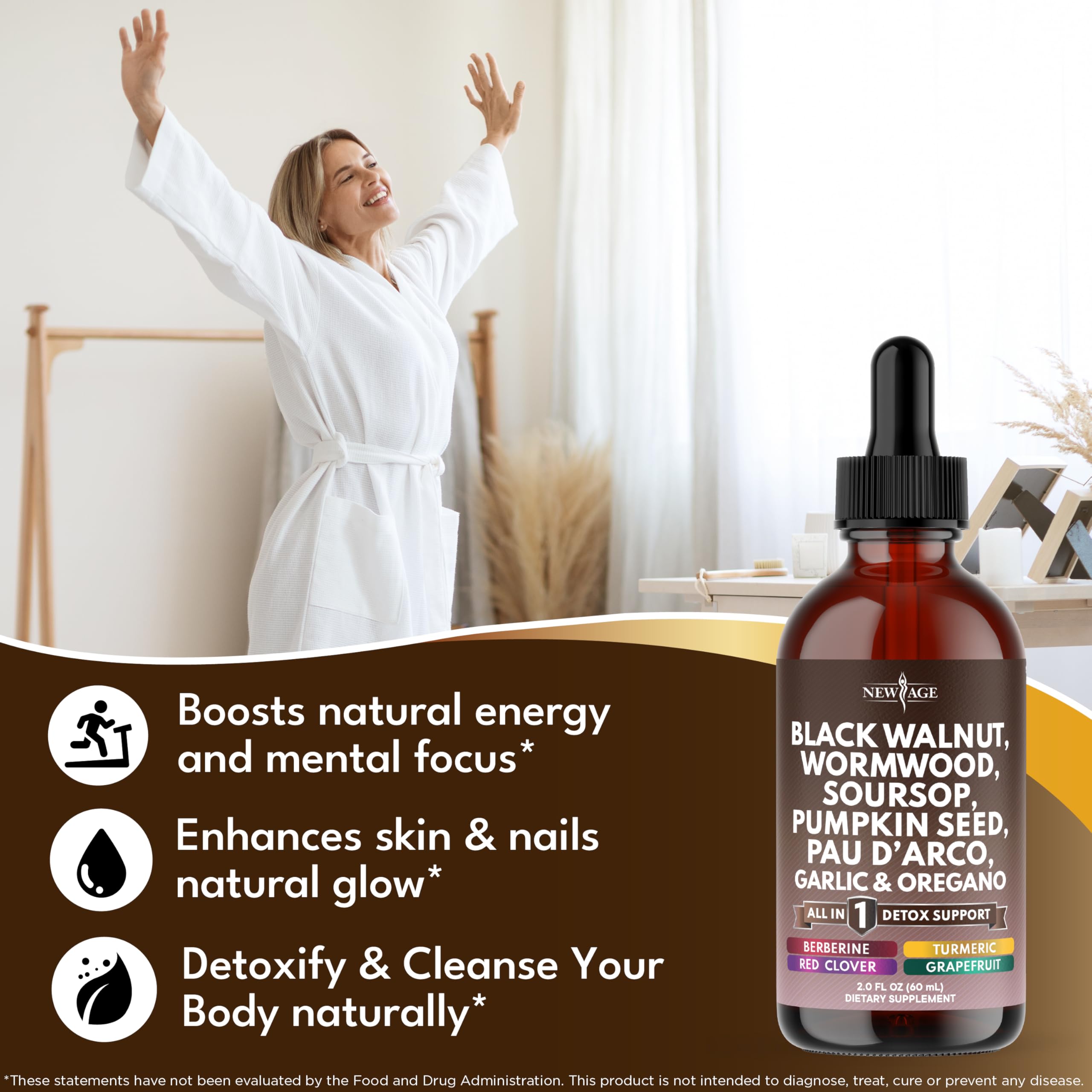 New Age Black Walnut Wormwood Cleanse Drops dropper detail emphasizes precise application in your routine