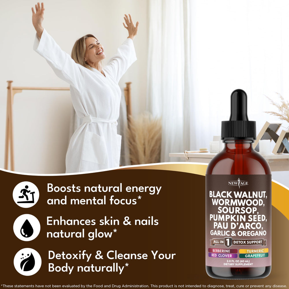 New Age Black Walnut Wormwood Cleanse Drops dropper detail emphasizes precise application in your routine
