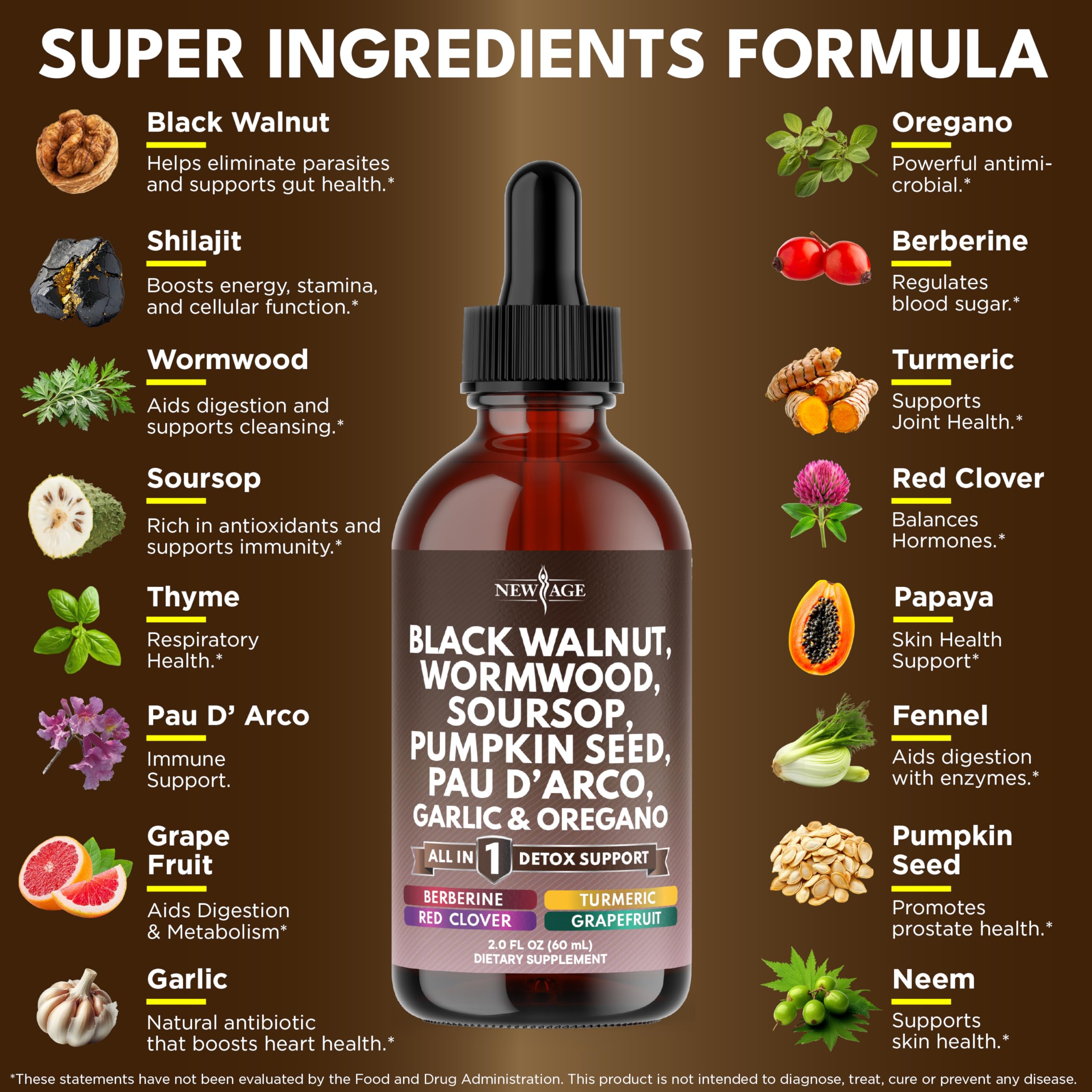 New Age Black Walnut Wormwood Cleanse Drops label closeup highlights premium tincture quality for everyday wellness
