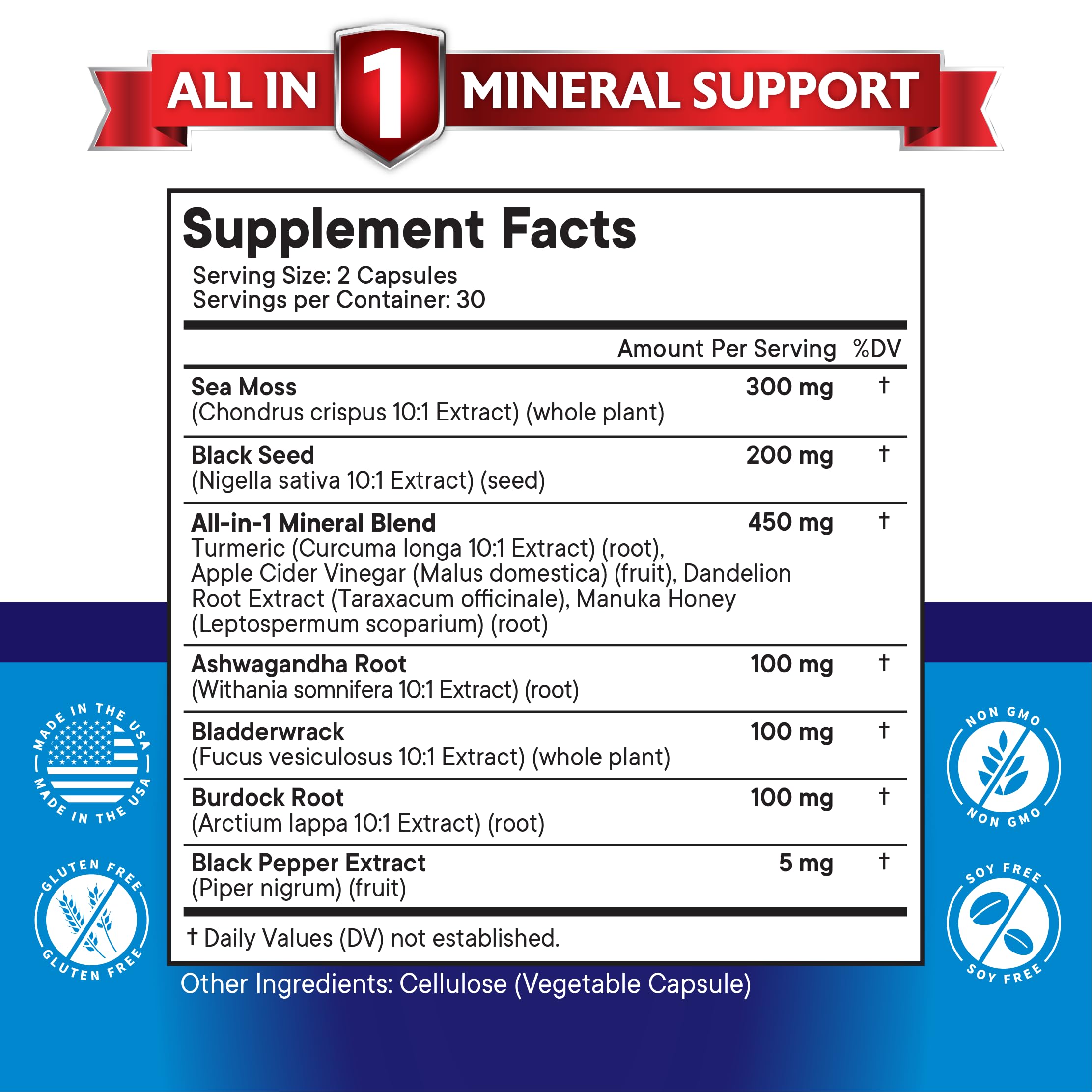NEW AGE bladderwrack burdock ingredients label detail
