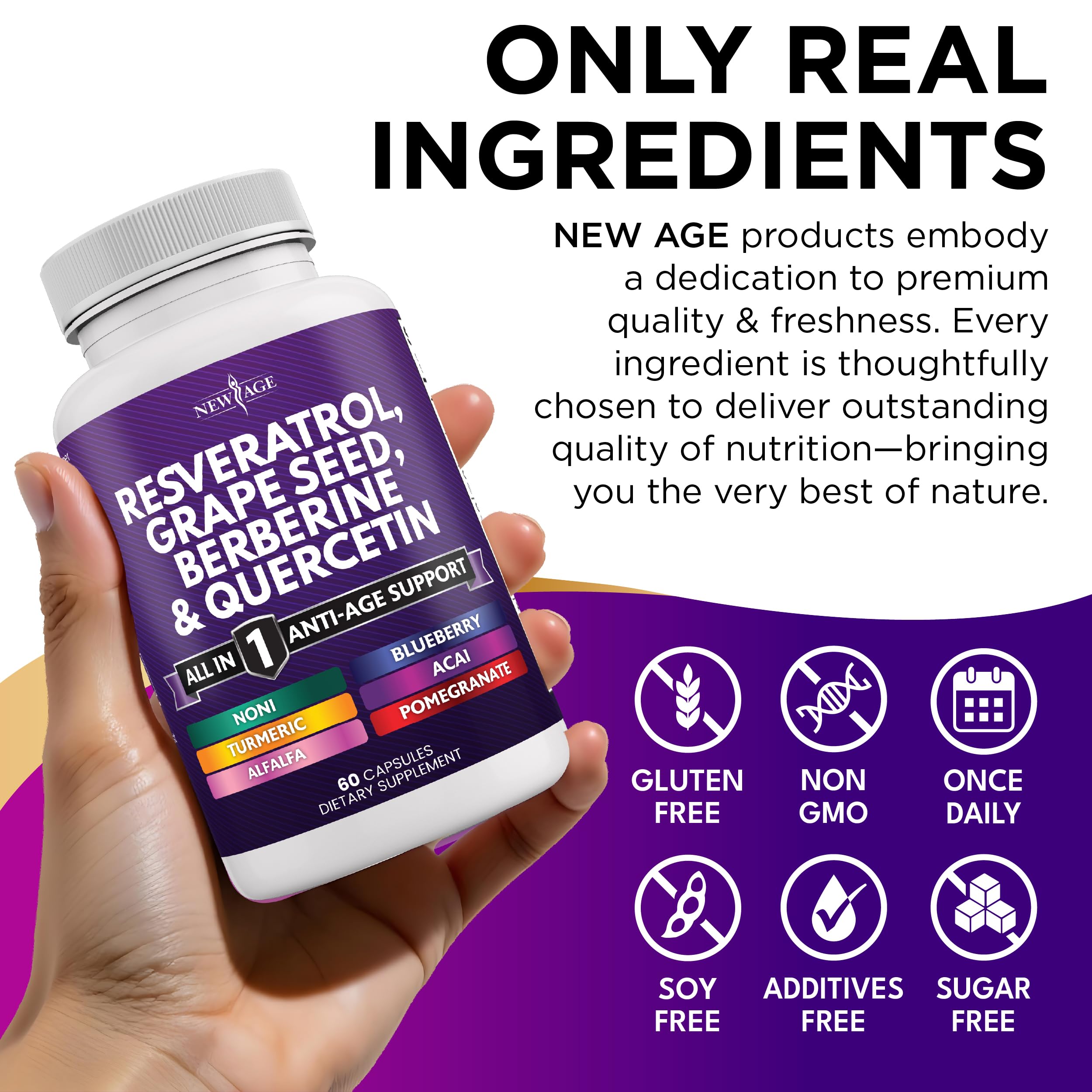 Capsules being poured from New Age bottle into a hand