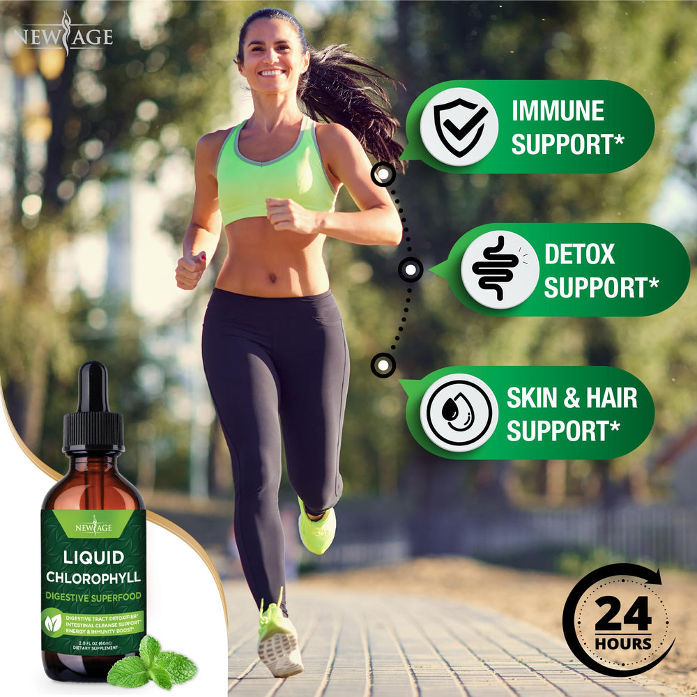 USA-made assurance on NEW AGE Chlorophyll Drops bottle for quality