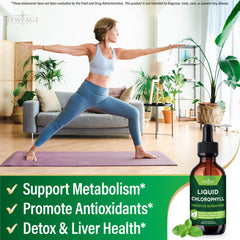 NEW AGE Chlorophyll Drops in a glass promoting immune-friendly routine