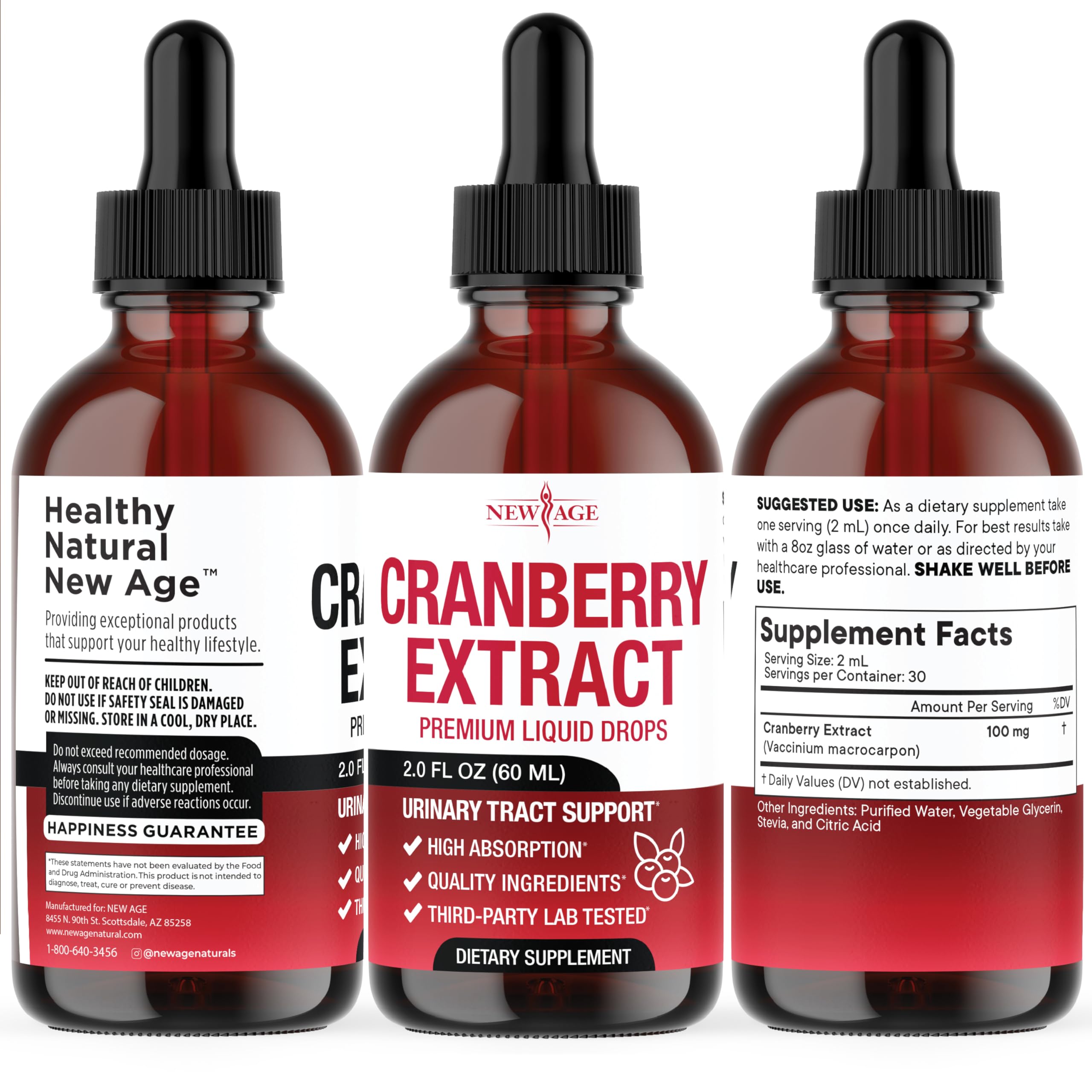 NEW AGE Cranberry Drops with fresh cranberries in background, natural antioxidants.