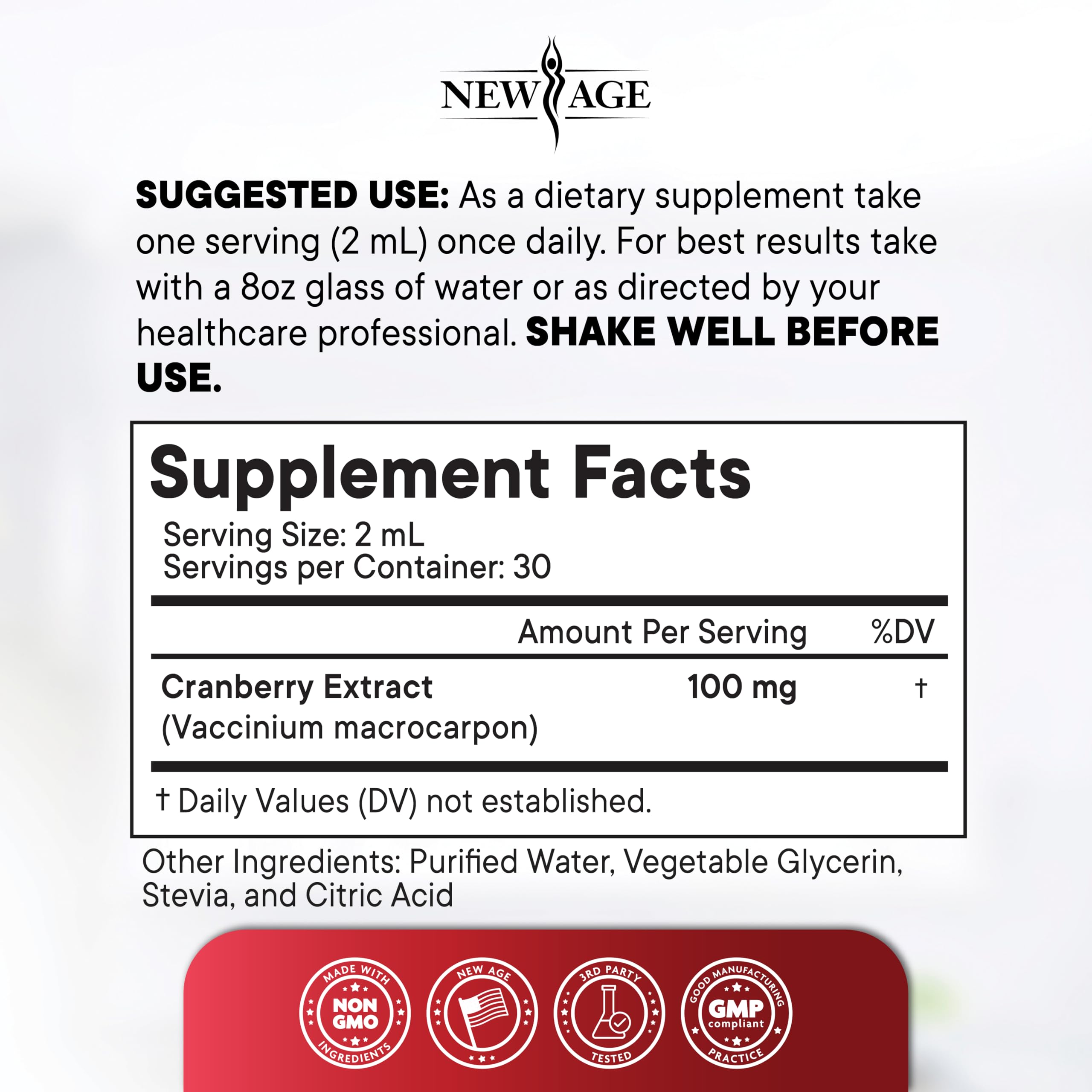 NEW AGE Cranberry Drops beside a glass of water, convenient daily use.