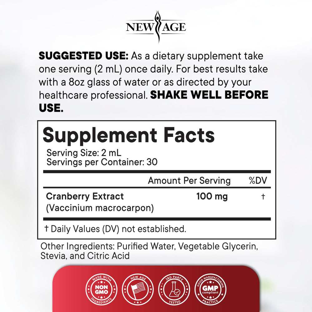 NEW AGE Cranberry Drops beside a glass of water, convenient daily use.