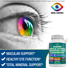 NEW AGE Astaxanthin and grape seed extract supplement bottle detail for eye health.