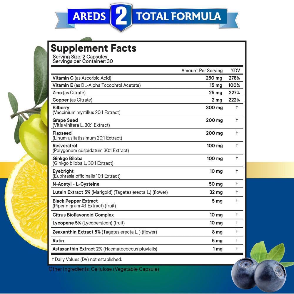 NEW AGE Bottle label highlighting Eye Health Vitamins and essential nutrients.