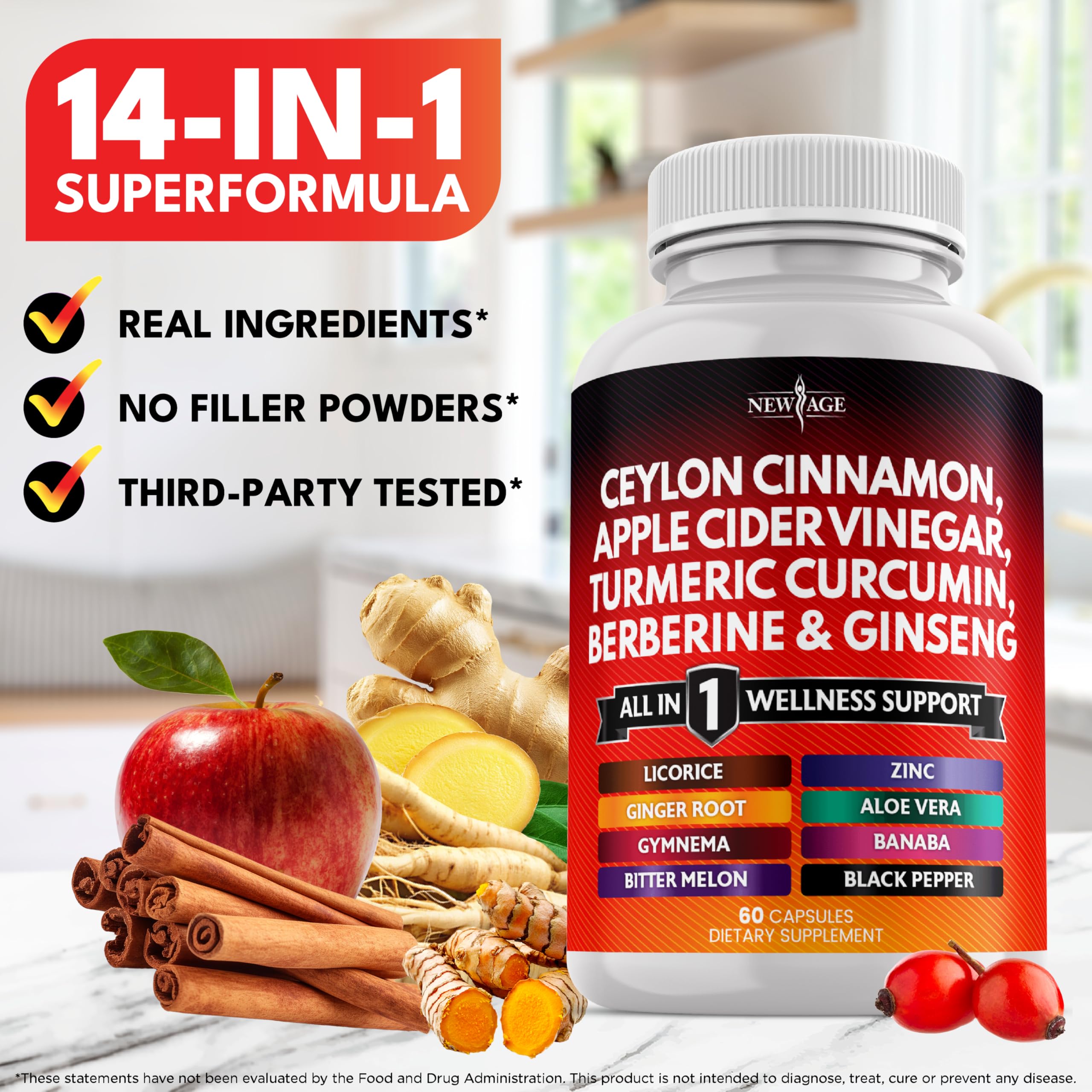 NEW AGE ginger root capsules pack ready for daily routine.