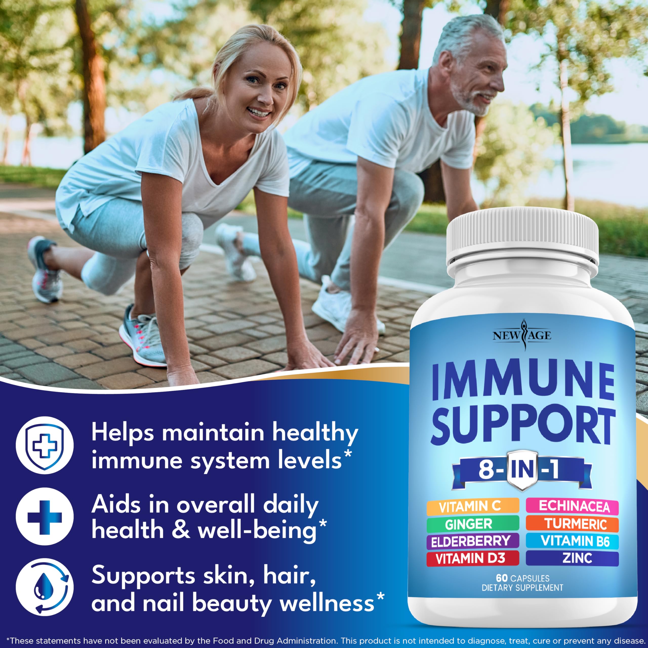 New Age immune capsules inside bottle ready for daily supplementation