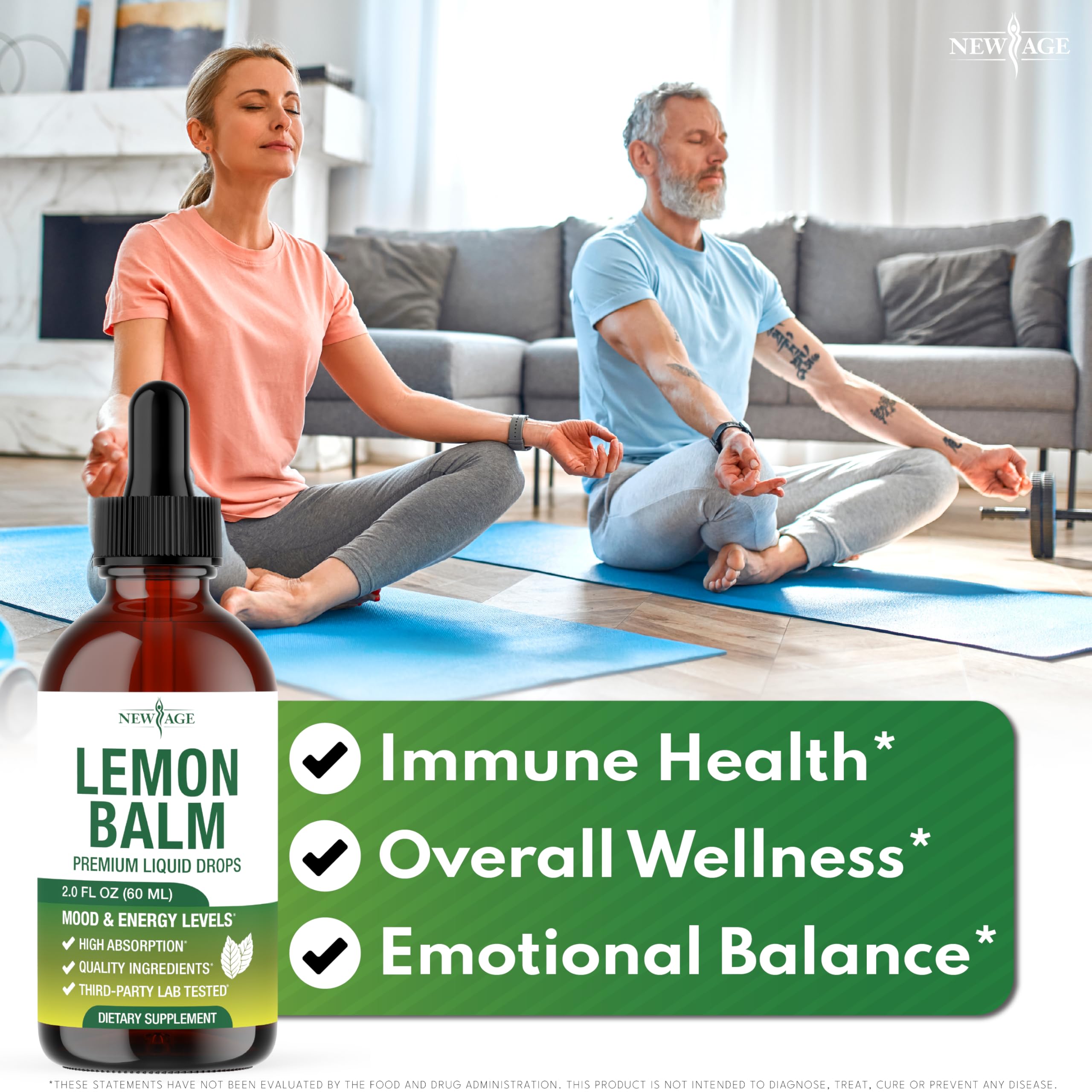 New Age Lemon Balm label highlights vegan, non-GMO formula for daily support