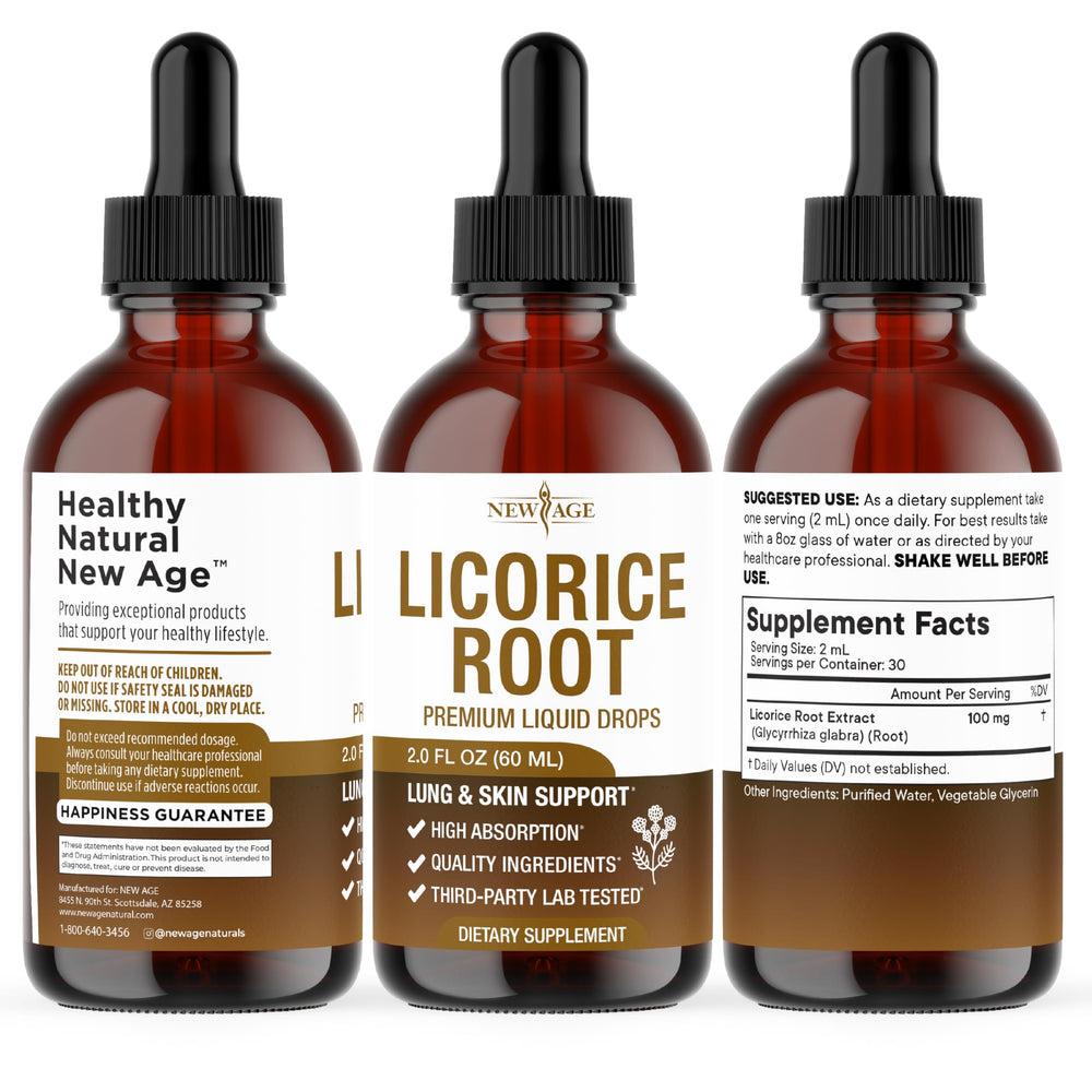 NEW AGE Licorice Root dosing spoon with drops for convenient daily use