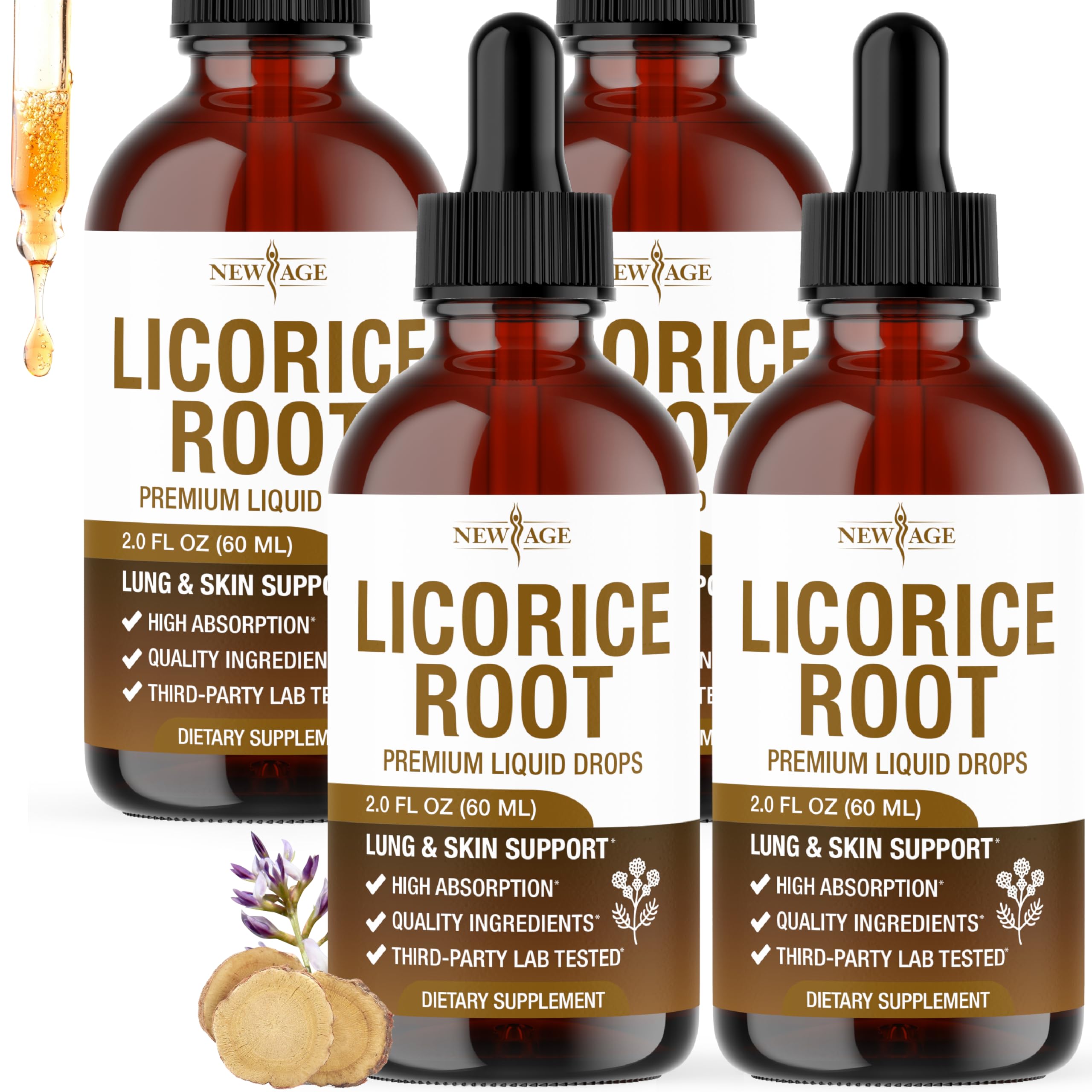 NEW AGE Licorice Root tincture bottle with alcohol-free formula for gentle digestion support