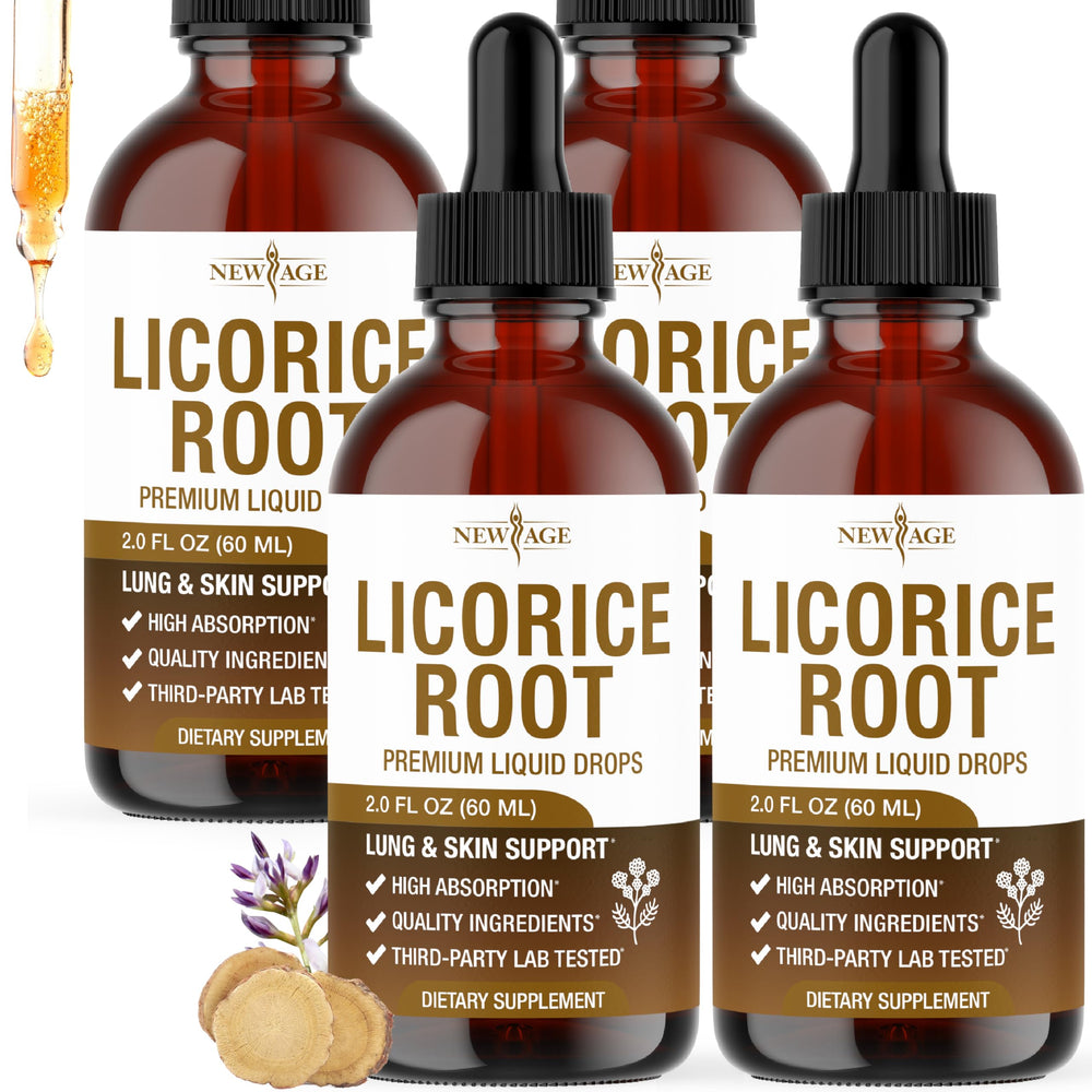 NEW AGE Licorice Root tincture bottle with alcohol-free formula for gentle digestion support