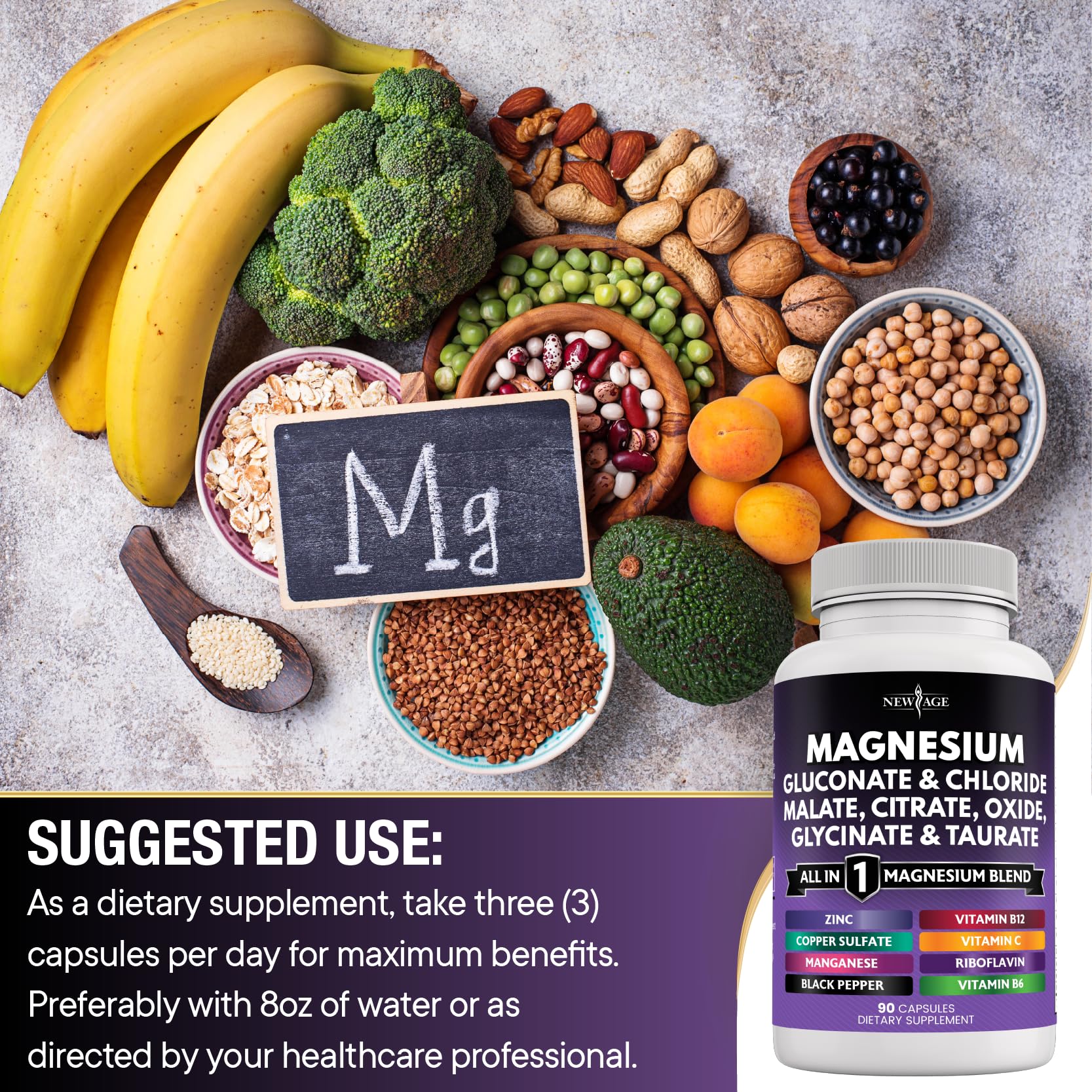NEW AGE Magnesium Complex highlights manganese for connective tissue support