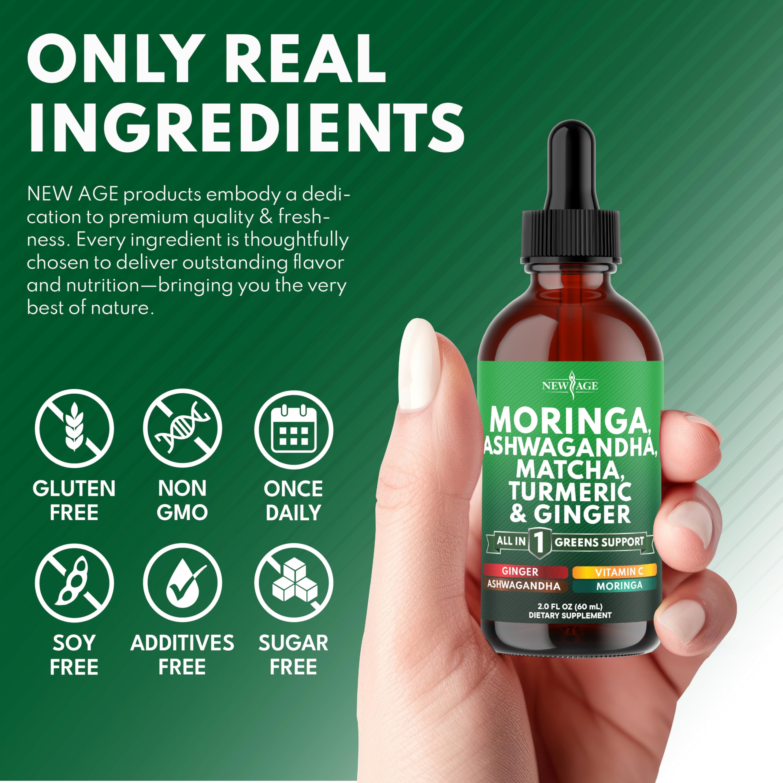 NEW AGE Moringa Drops bottle with chlorophyll-rich blend visual